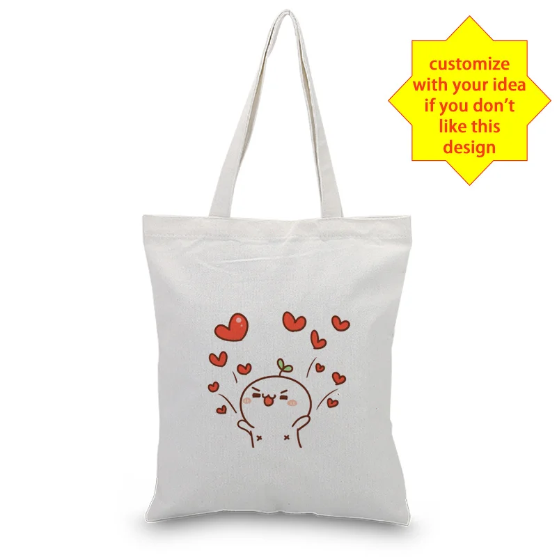 Сумка-тоут милый снеговик холст текст DIY сумка печать индивидуальный логотип для печати ежедневного использования Складная многоразовая сумка для покупок