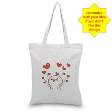 Сумка-тоут милый снеговик холст текст DIY сумка печать индивидуальный логотип для печати ежедневного использования Складная многоразовая сумка для покупок