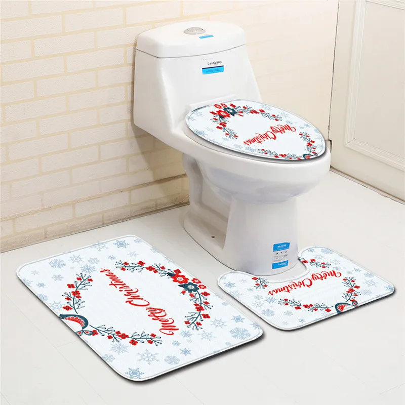 Free Shipping 3Pcs/set Merry Christmas Bathroom Carpet Set Dywaniki Lazienkow Bath Mats Rug Tapete Banheiro Tapis Salle De Bain