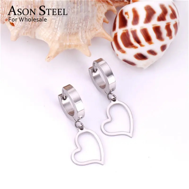 Женские круглые серьги кольца ASONSTEEL из нержавеющей стали с подвеской в виде