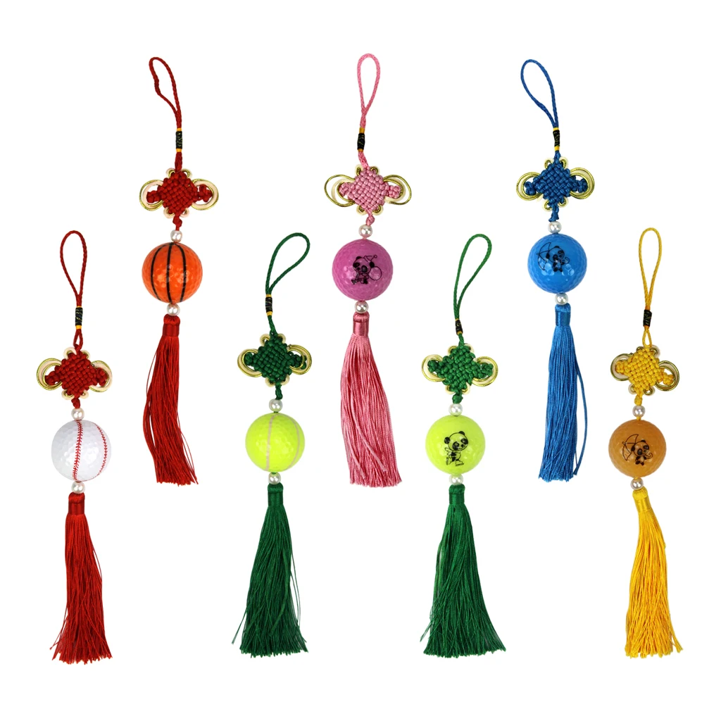 Traditional Handcraft Knitted Chinese Knot with Golf Ball - Hall Door Office Car Hanging Decor Golf Gift Golf Accessoires