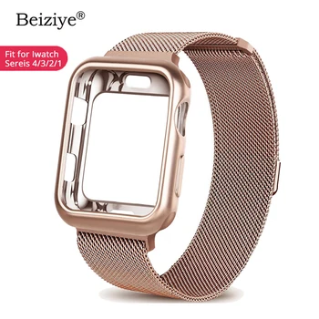 

Milanese loop band+case for Apple Watch series 5 4 40mm 44mm bracelet pulseira Stainless Steel strap for iwatch 3 2 1 38mm 42mm
