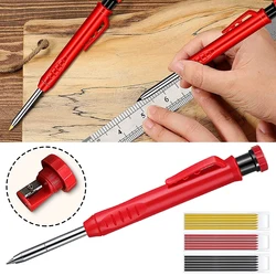 Ensemble de crayons de menuisier solide avec 6 têtes de recharge, aiguiseur intégré, trou profond, outils de marquage mécanique pour le travail du bois 