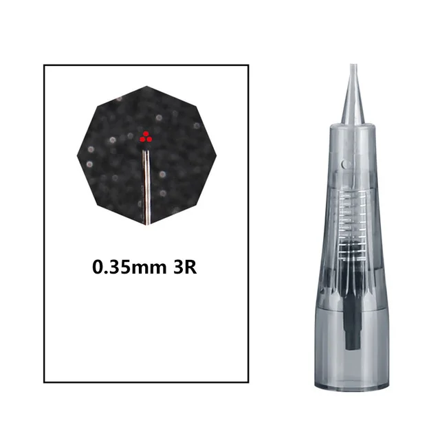 3R--0.35mm Перманентный макияж Дерма мощность иглы картриджи 1R/3RL/5RL/5F/7F Одноразовые стерилизованные высокого класса ручка для тату иглы Советы - Габаритные размеры: 3R--0.35mm