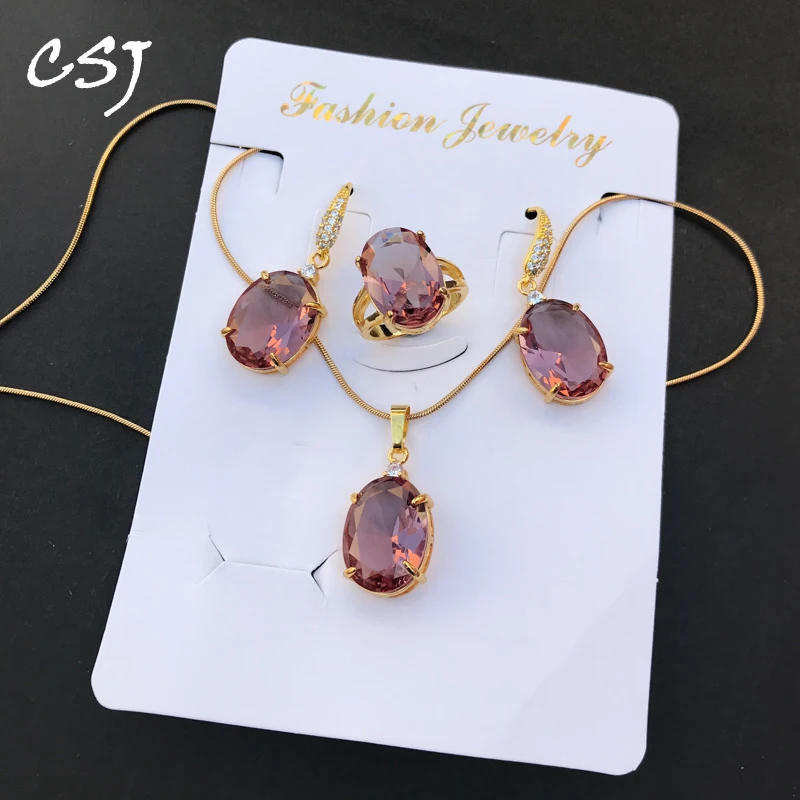

CSJ New Zultanite Jewelry Sets Created Gemstone Color Change for Women Party Birthday Gift