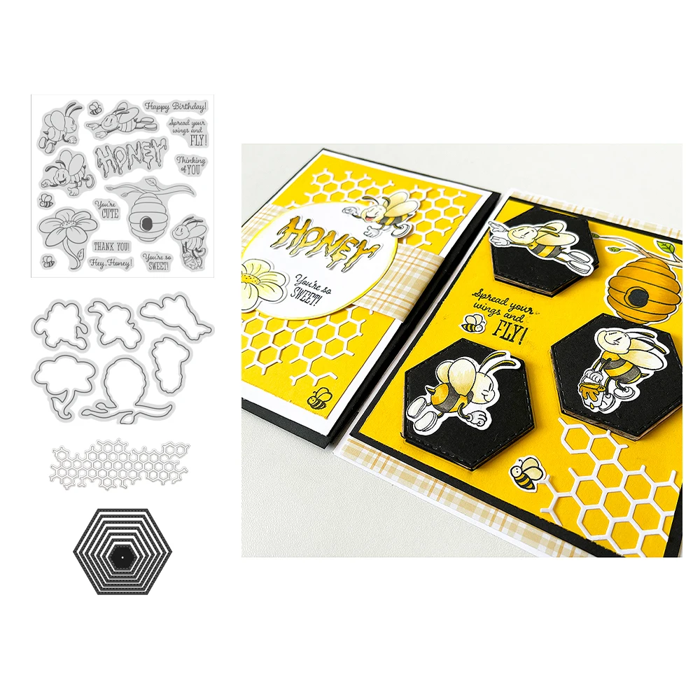 Plantillas de corte y sellos de abeja para manualidades, plantilla de decoración con estampado de abejas para álbum de recortes, tarjetas de felicitación hechas a mano, 2021