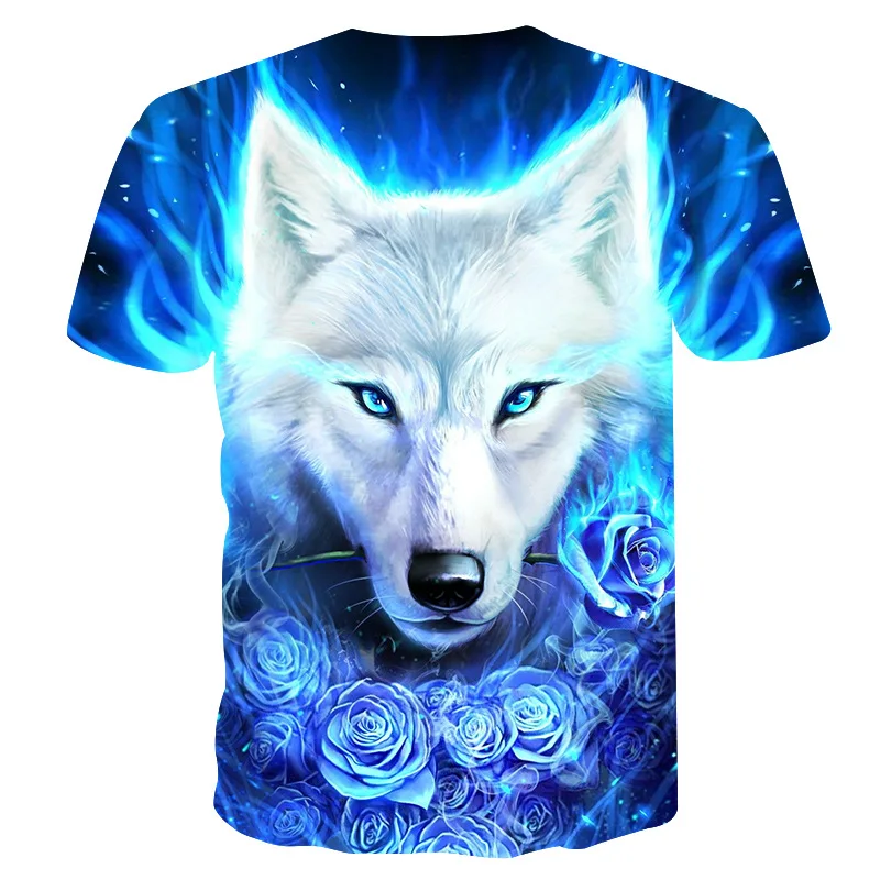 Синяя футболка с волком, мужская и женская футболка, 3d футболка, футболка с котом, повседневный топ с животными, Camiseta Streatwear, футболка с коротким рукавом, Азиатский размер
