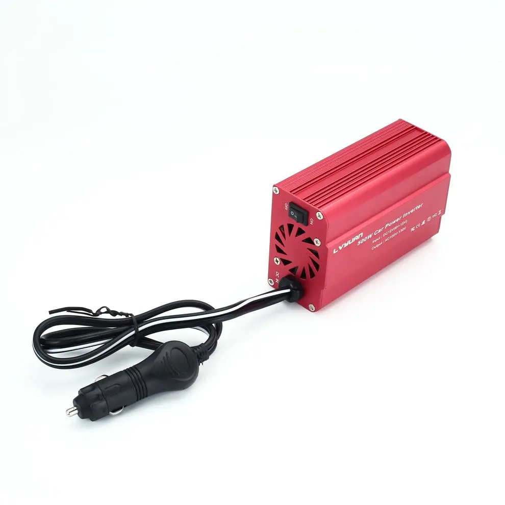 500W Преобразователь мощности DC 12V в AC 100-130V Автомобильное зарядное устройство с 4.2A 2 usb порта Автомобильный адаптер питания-красный