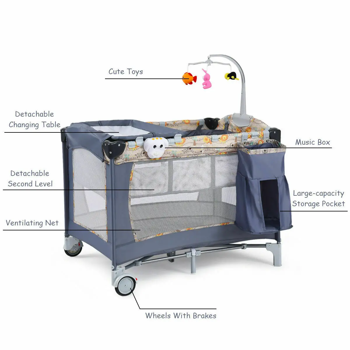 Babyjoy Foldable Baby Crib Playpen Playard Pack Travel Infant