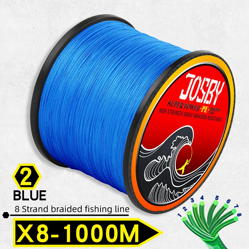 X8-Blue1000m JOSBY плетеная леска 1000 м мультифиламентная PE 4 нити рыболовный шнур 10LB-85LB сильная Японская Технология оранжевый 9 цветов - Цвет: X8-Blue1000m