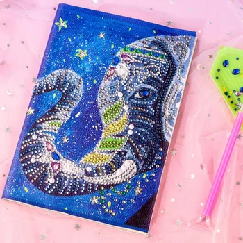 

5D DIY Diamond Painting Notebook DIY Animal Elephant Special Shaped Diamond Embroidery Cross Stitch A5 Notebook Diary Book