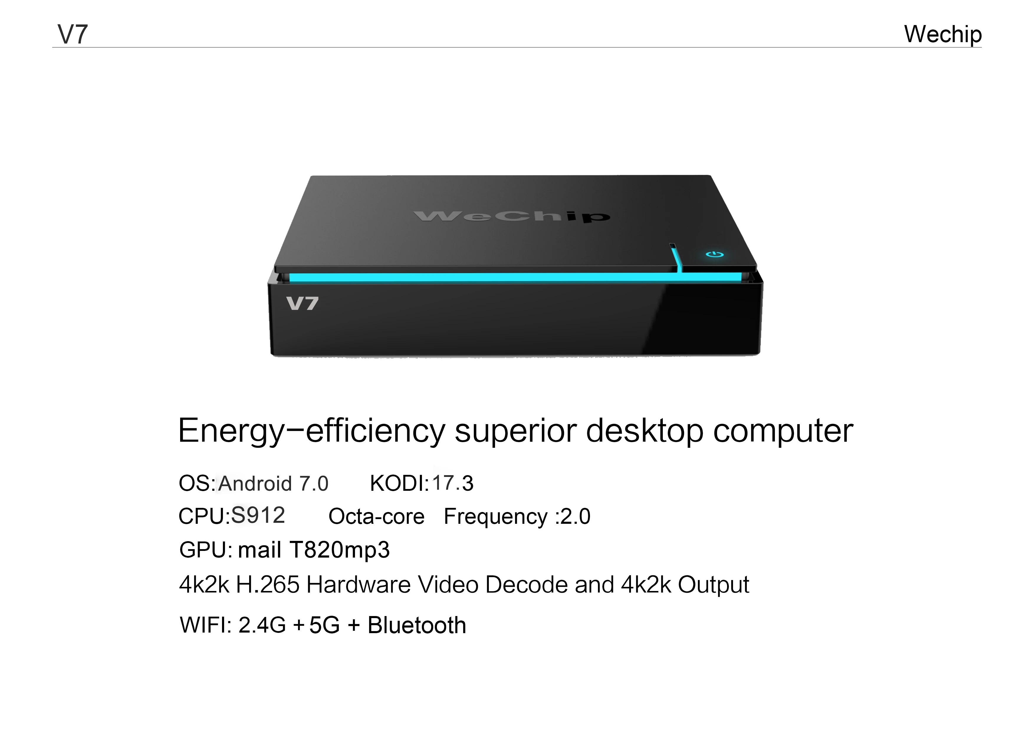 Wechip V7 android smart tv box 7.1 Amlogic S912 Octa Core 3G/32G dual wifi BT4.11000M LAN PK X96 4K H96pro+ Media Players