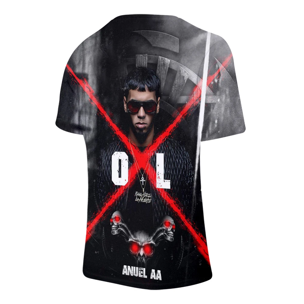 Г. Повседневные футболки Anuel AA 3D г. Лидер продаж, топы с короткими рукавами для женщин, мужчин и детей, летняя футболка в стиле хип-хоп, Real Hasta la Muerte