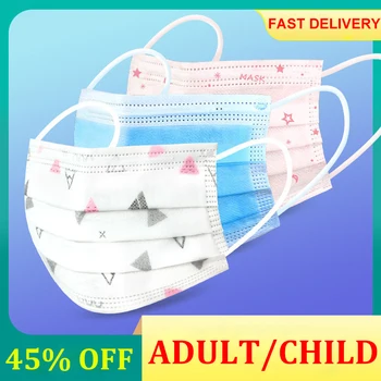 

Disposable Print Face Mask Adult Facemask Industrial 3Ply Ear Loop pink soft breathable Disposable Cartoon Printed Mask