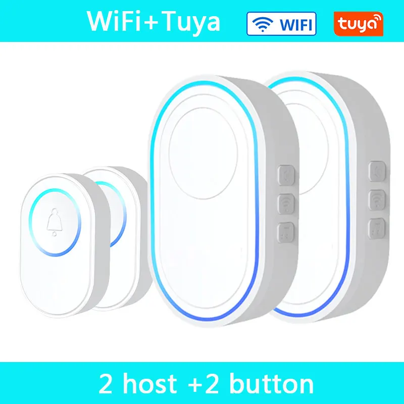 Home Wireless Tuya Smart Doorbell 433Mhz Welcome Doorbell Waterproof Button LED Light 58 Songs 5 Level Volumes 100m Door Chimes door station Door Intercom Systems