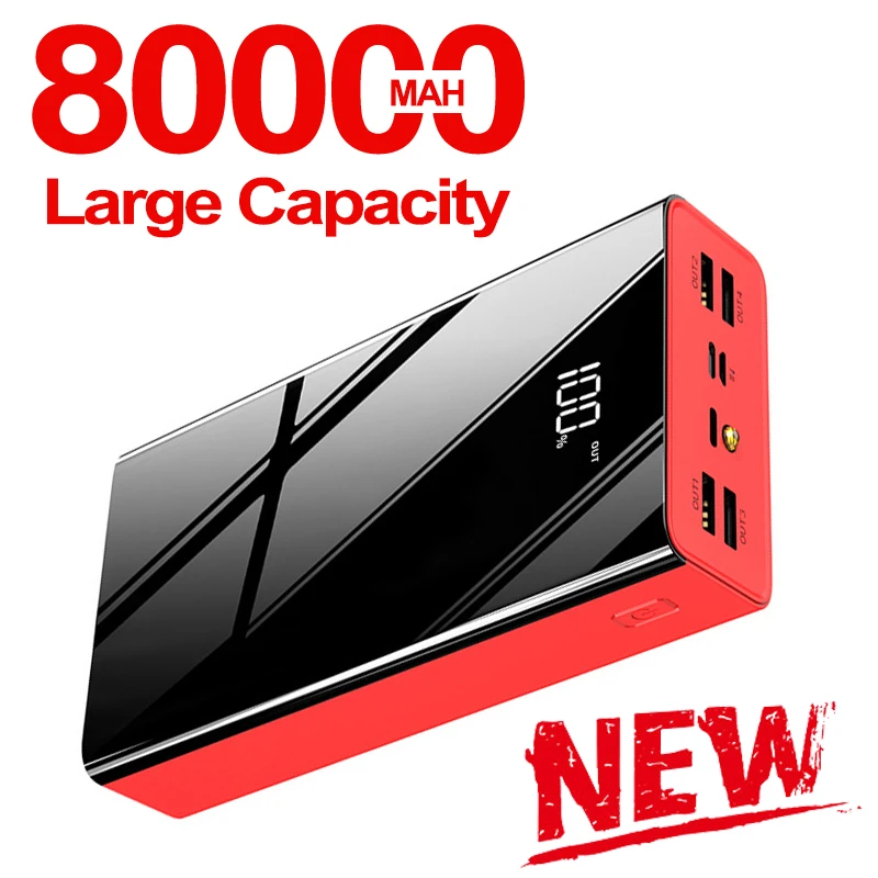 80000mAh внешний аккумулятор большой емкости LCD Внешний USB портативный мобильный