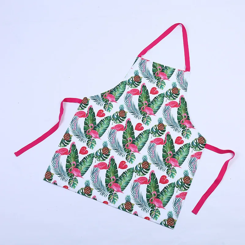 C4 1Pcs Bronzing Flamingo Pattern Cotton Apron Adult Bibs Home Cooking Baking Coffee Shop Cleaning Aprons Kitchen Accessories - Цвет: C4