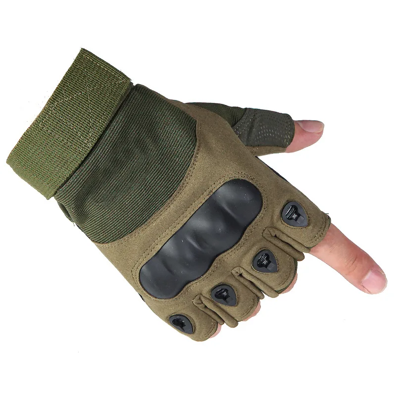Fitness antiskid wear-resistant outdoor tactical army fans riding sports climbing breathable half finger gloves - Цвет: Армейский зеленый