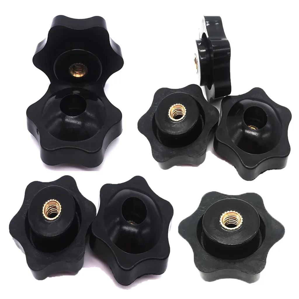 Nuts Star Knob Female Thread 8pcs Black Plastic Star Head Clamping Knob Grip 8pcs d91017