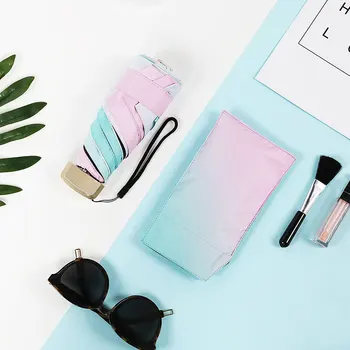 

Change Color Mini Pocket Umbrella Windproof Waterproof UV Protection Five Folding Portable Travel Parasol Girl Unique Gift