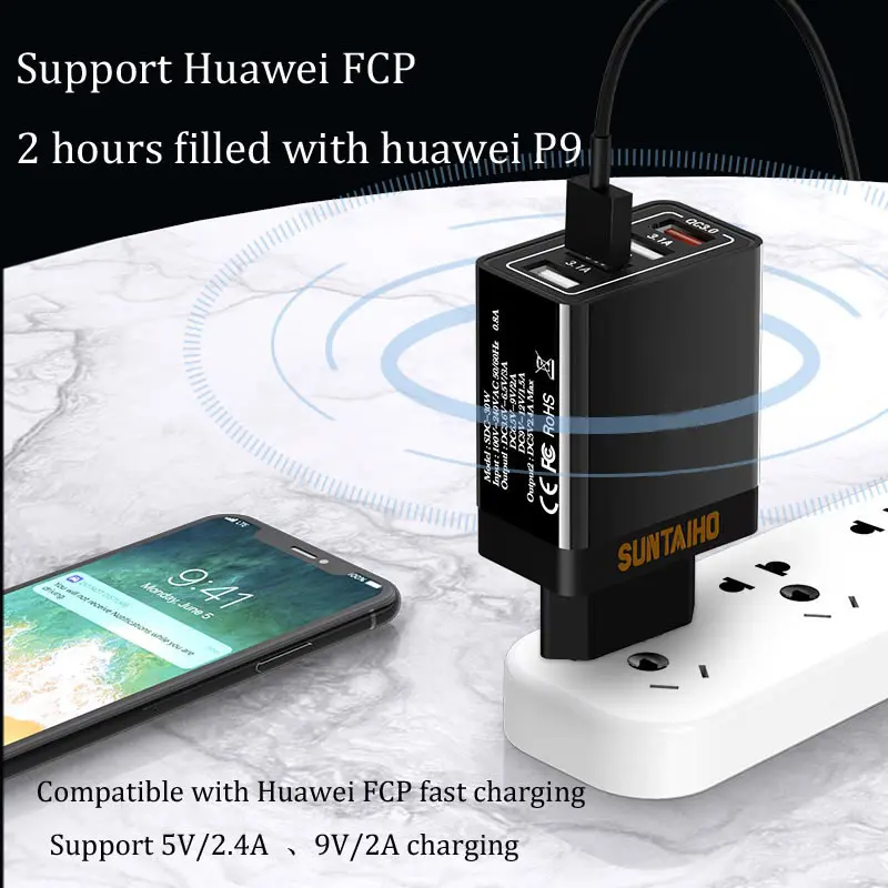 Suntaiho 4 порта USB зарядное устройство для Xiaomi mi9 huawei iPhone samsung мобильный телефон Quick Charge 3,0 Универсальный адаптер Быстрая зарядка