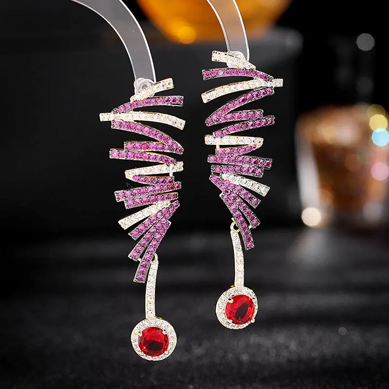 European and American Temperament Wave Eardrop For Women Brand Design Statement Pendant Earring Fashion Jewelry Gold Plated