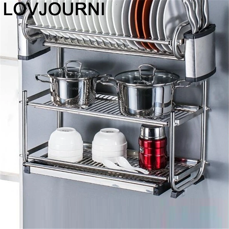 

Cucina Fridge Pantry Organizer De Rangement Stainless Steel Dish Organizador Mutfak Cuisine Cocina Kitchen Storage Rack Holder