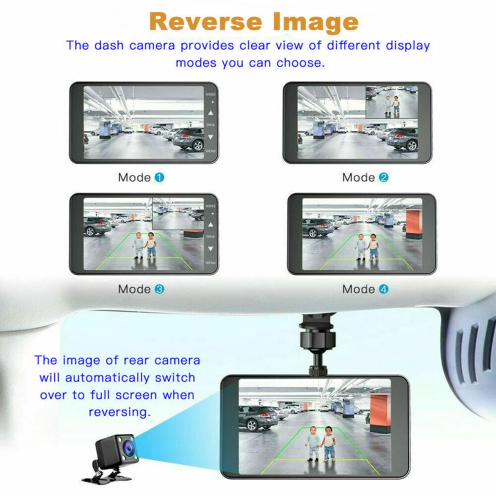 Авто 4 дюйма Двойной объектив HD DVR Зеркало заднего вида Ночное видение Регистраторы Камера