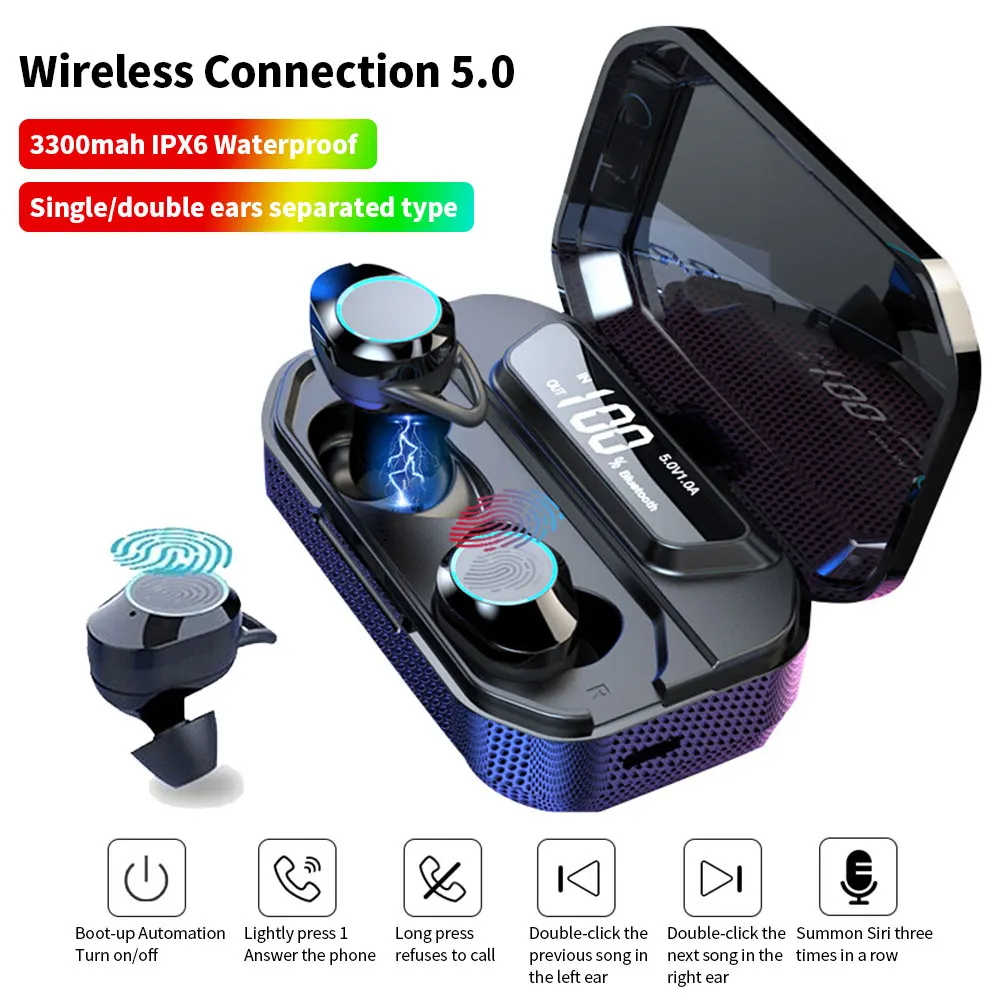 5,0 Bluetooth G02 TWS беспроводные наушники активные наушники от шума IPX6 водонепроницаемые HiFi стерео наушники с микрофоном