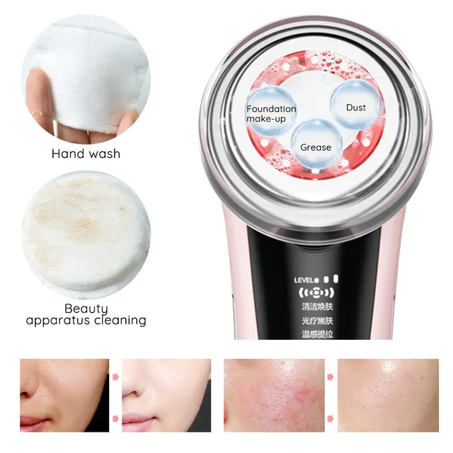 EMS Facial Massager LED light therapy Sonic Vibration Wrinkle Removal Skin Tightening Hot Cool Treatment Skin Care Beauty Device 4