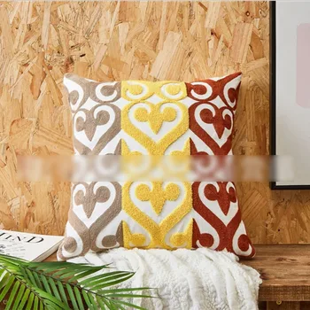 

New technology embroidery geometric color matching sofa square pillow decoration model room Nordic bay window cushion Shell