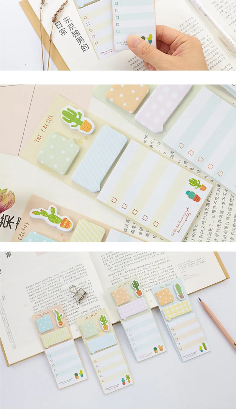 1 шт. kawaii Наклейки С КАКТУСОМ блокнот для заметок планировщик Липкие заметки милый блокнот школьные канцелярские принадлежности наклейка подарок 01945