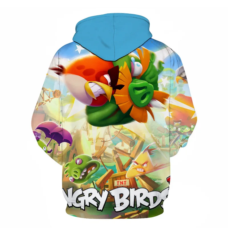 Стиль, толстовки с капюшоном с 3D принтом из фильма Angry Birds 2, Лидер продаж, уличная одежда для женщин и девочек, повседневные толстовки с капюшоном Angry Birds 2