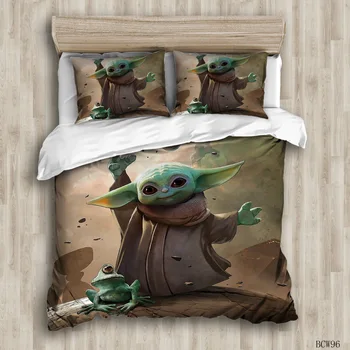 

2020 the Mandalorian Yoda Baby Four Three-Piece Single Twin Double Queen King Quilt Cover Sheets