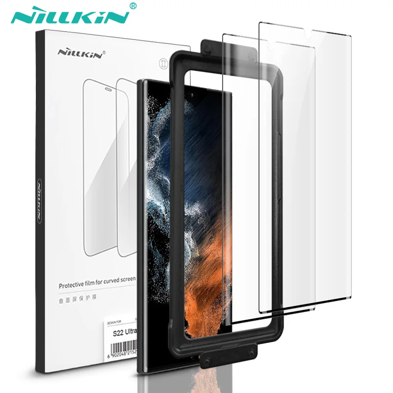 NILLKIN 2Pcs Full Glue Screen Protector For Samsung Galaxy S22 Ultra Cover Soft Film S22/S22Plus With tools | Мобильные телефоны и