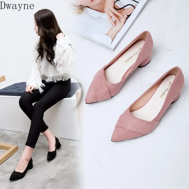 4 Cm Black Square Heel Single Shoes Autumn New Korean Fashion High Heels Elegant Comfort Women's Shoes Concise Work Shoes Pumps
