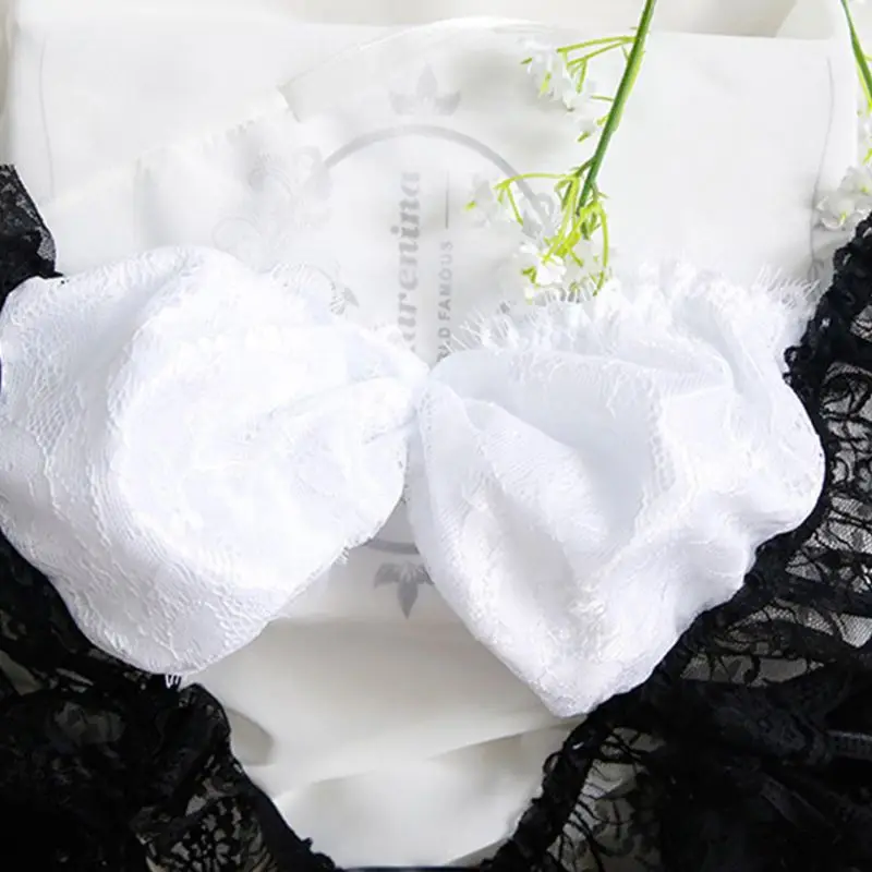 2019 Новый женский эротический комплект нижнего белья Французская Горничная Косплей Костюм оборки из тонкой ткани с цветочным кружевом
