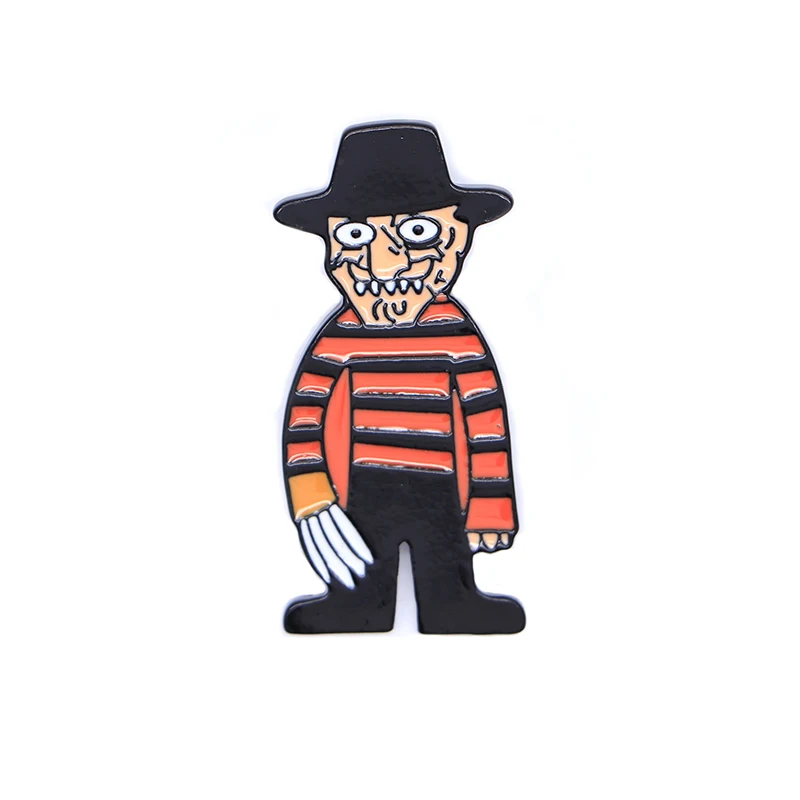 30 шт./лот эмалированные булавки Freddy Krueger для Хэллоуина Мужская булавка на лацкане