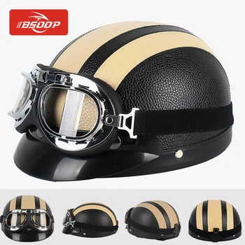 

Motorcycle helmet + goggles scooter bicycle travel retro helmet For Harley-Davidson Fat Sotail Deluxe/Electra Glide/Street Glide