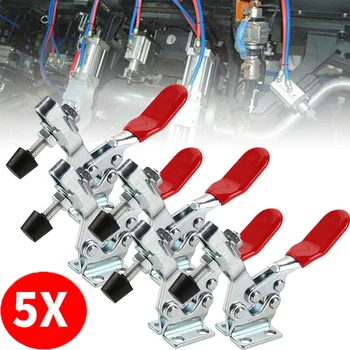 

5 Pcs GH-225-D Anti-Slip Toggle Clamps 227Kg Holding Capacity Fixture Push Pull Clamp Horizontal Type Metalworking Tool