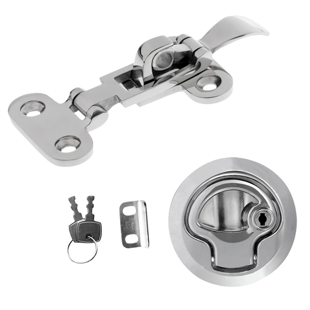 Stainless Steel Boat Anti-Rattle Latch + Zinc Alloy Chrome Lock Slam Latch