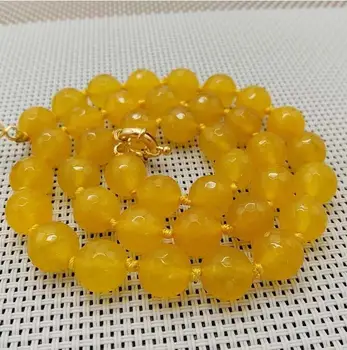 

10mm Natural African South Yellow Topaz 128 Faceted Jade Beads Necklace AAA