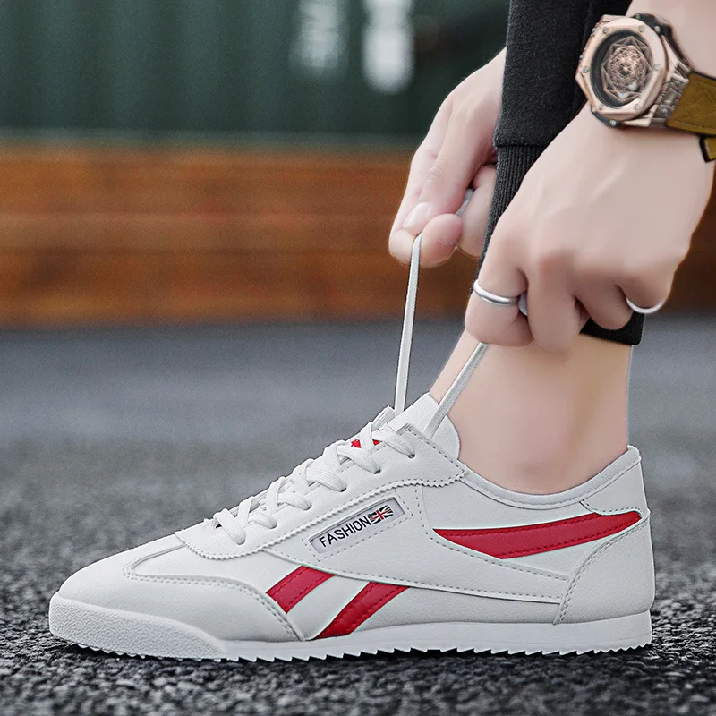 New Fashion Leather Comfortable Casual Sneakers Men Jogging Agam Sports Shoes Soft Breathable Wear-resistant Walking Shoes