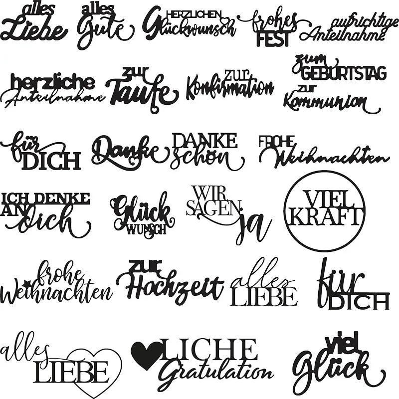 GermanWordsLettersSeriesMetalCuttingDiesForScrapbookingCraft