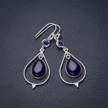 

StarGems Natural Amethyst Handmade 925 Sterling Silver Earrings 2" D6825