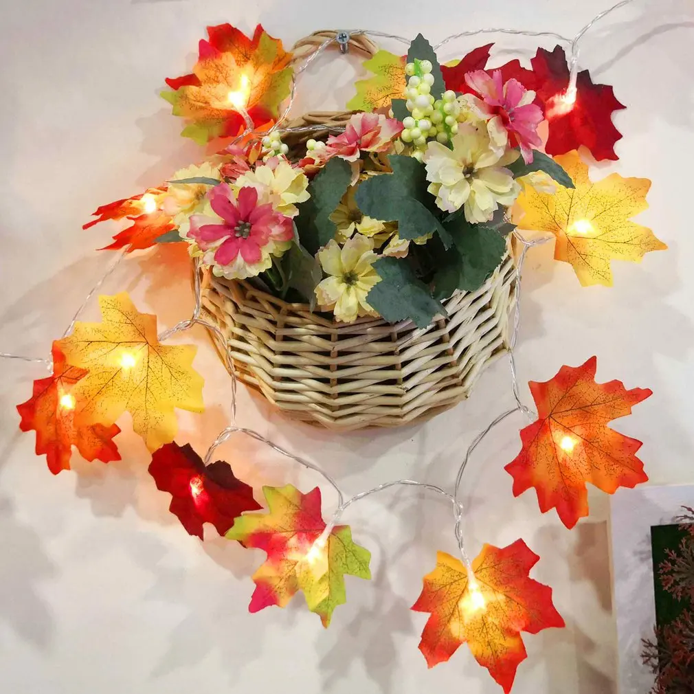 Guirnalda de Hojas de arce de 1,5 M, 3M, 20 luces, guirnaldas de luces Led para decoración de Navidad, cadena de luces festivas, bricolaje, decoración de Halloween