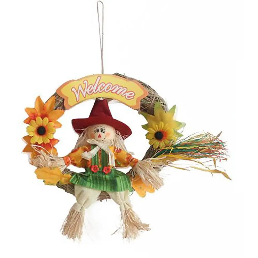 

4 Style DIY Straw Wreath Garland Hanging Ornament Halloween Party Home Decor