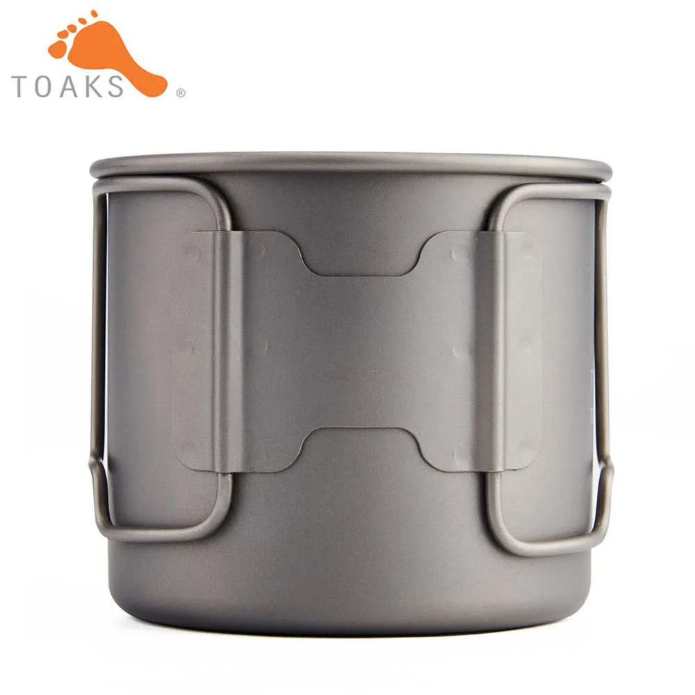 TOAKS Pure Titanium Cup Ultralight Outdoor Coffee Tea Mug without Lid and Foldable Handle Camping Cookware 375ml 50g CUP-375 3