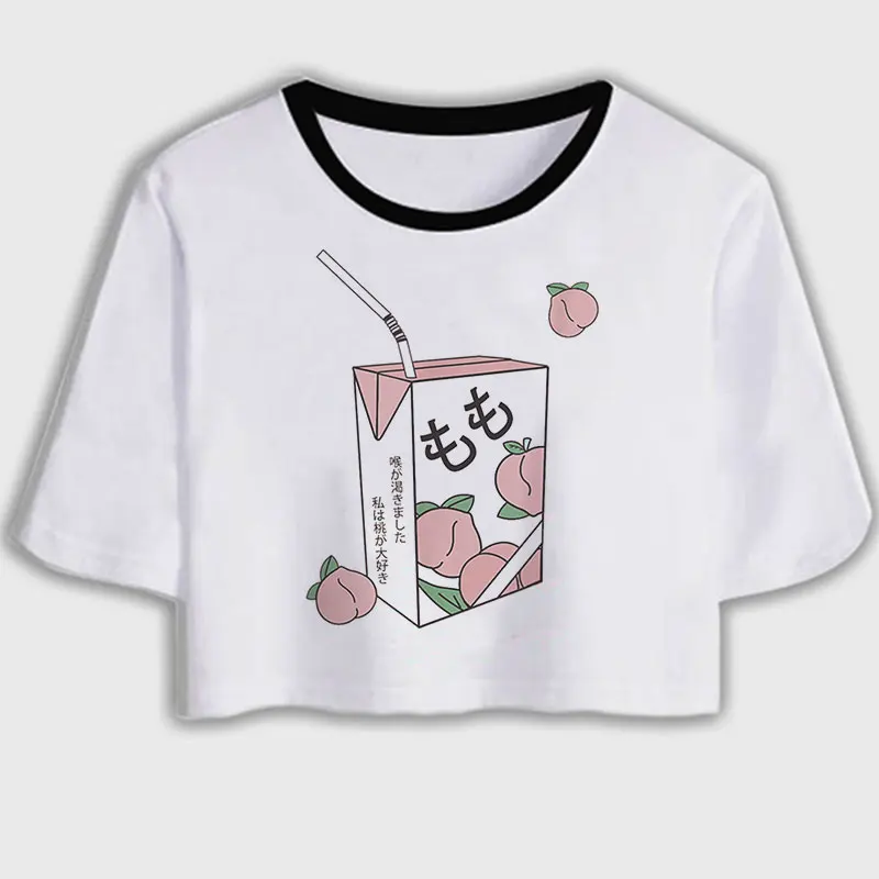 Летняя новая эстетическая Футболка с принтом из мультфильма просто персик