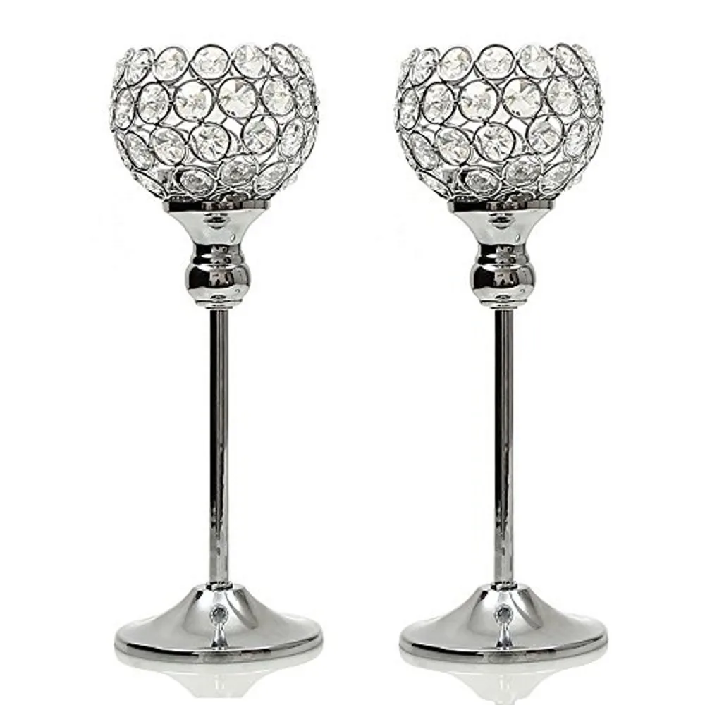 Christmas Halloween Metal Candle Tealight Holders Crystal Candlesticks Wedding Party Table Centerpieces Decoration for Home